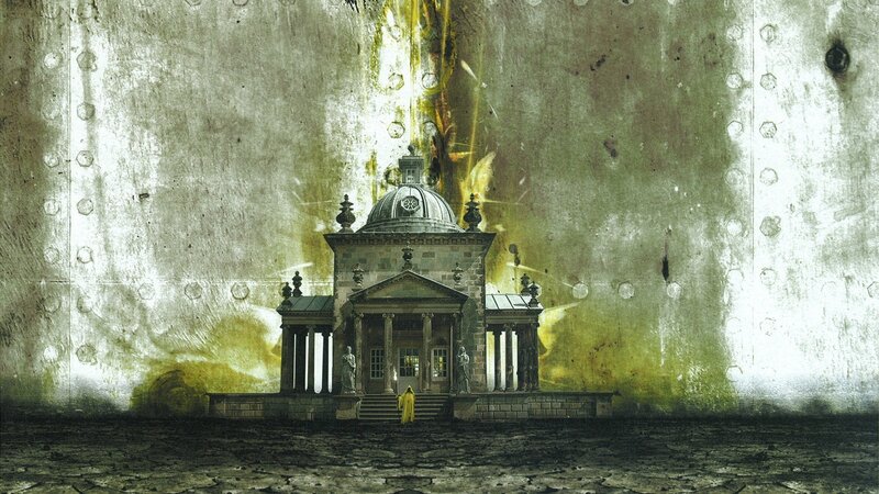 ancient temple with glowing light