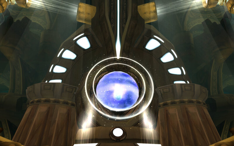 ancient temple with glowing orb