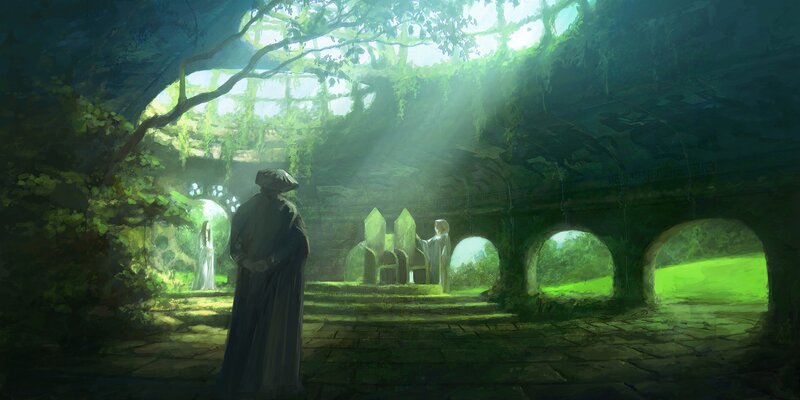 ancient temple with sunlight