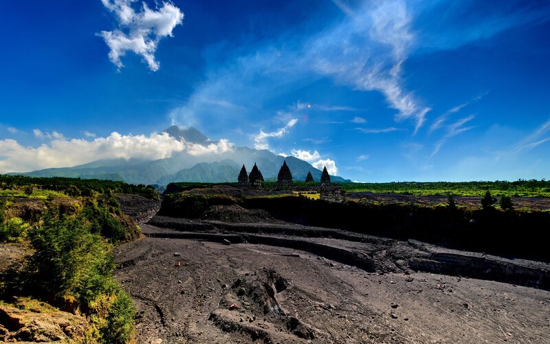 Ancient Temples and Volcano