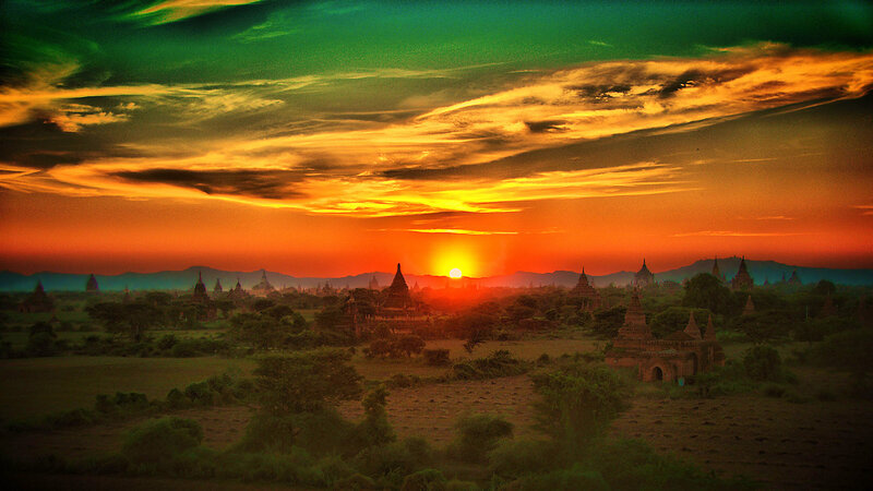 Ancient Temples at Sunset