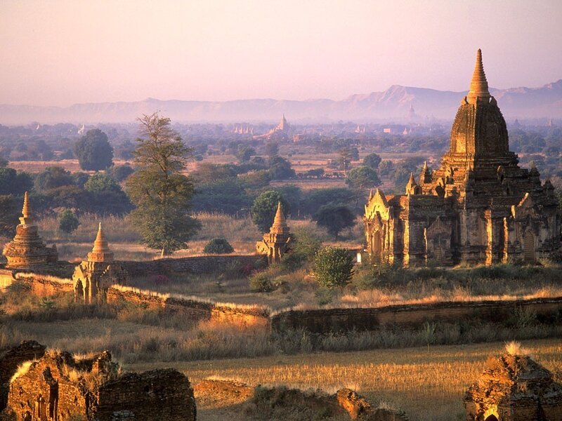 Ancient temples of Bagan at sunrise