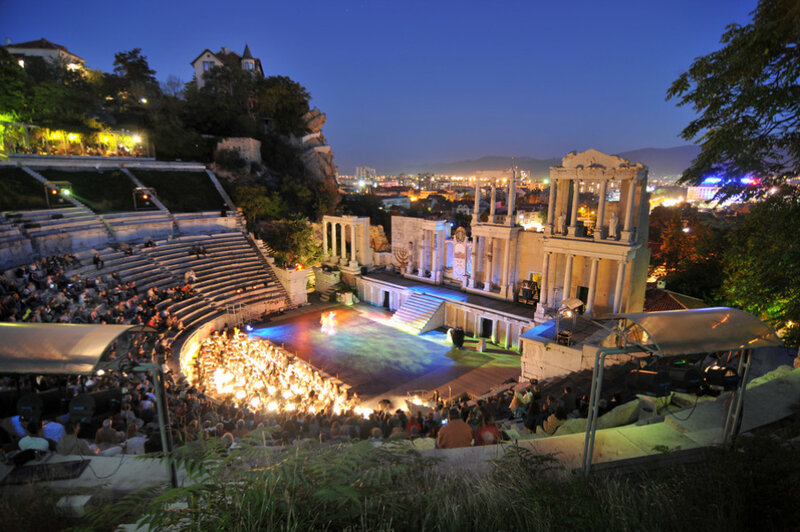 Ancient theater at dusk