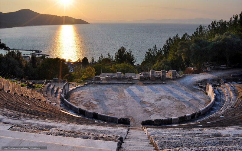 Ancient theater at sunset