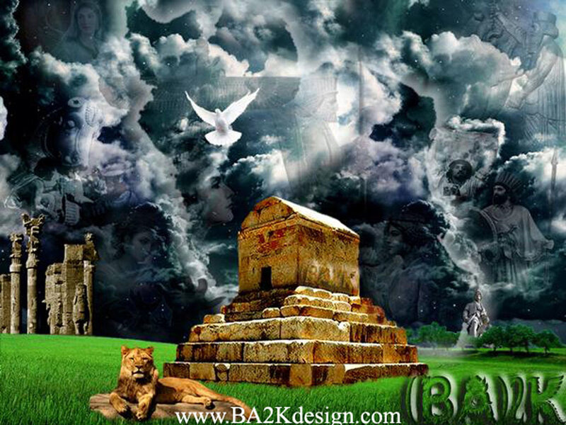 ancient tomb with symbolic figures