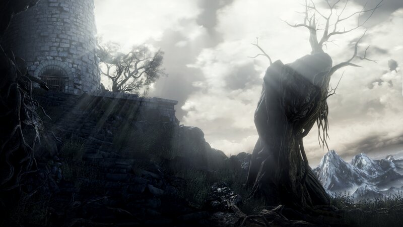 Ancient Tower and Dead Tree