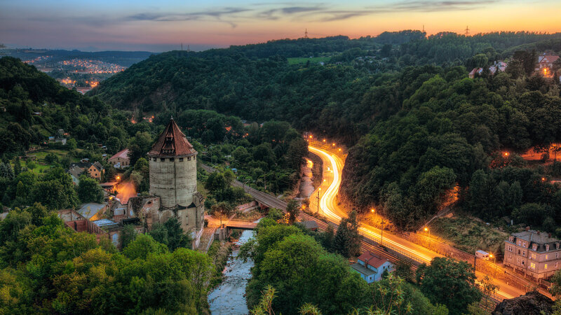 Ancient Tower and Winding Road