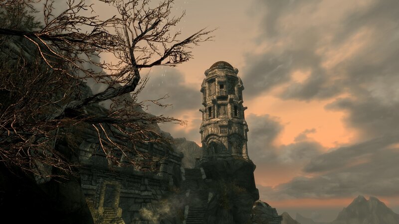 ancient tower at dusk