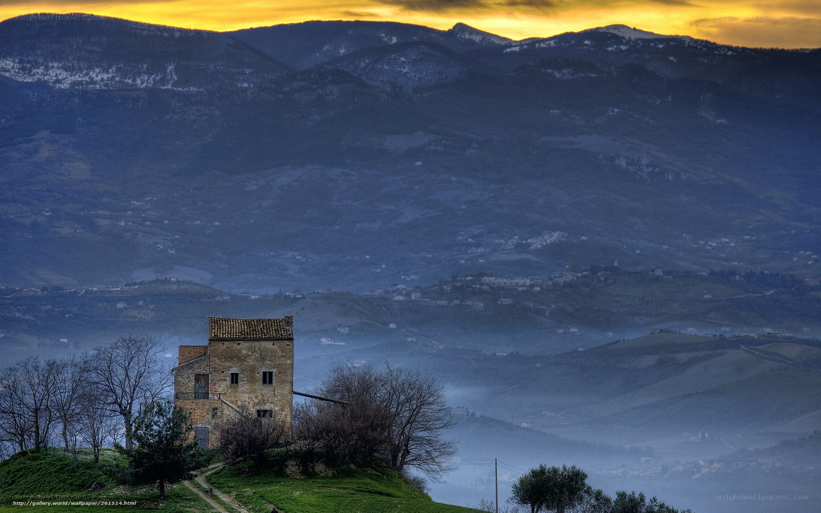 Ancient tower at sunset