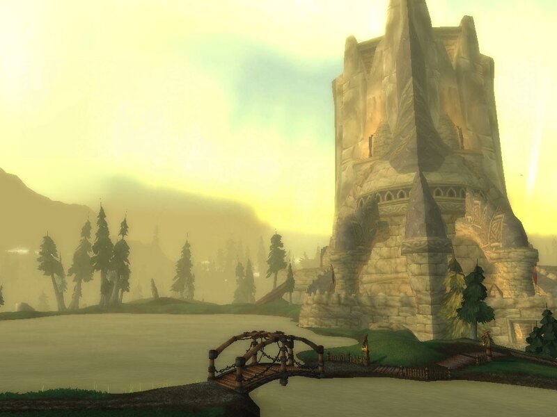 ancient tower by the lake
