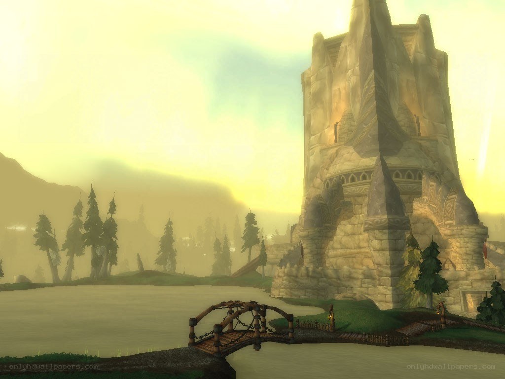 ancient tower by the lake