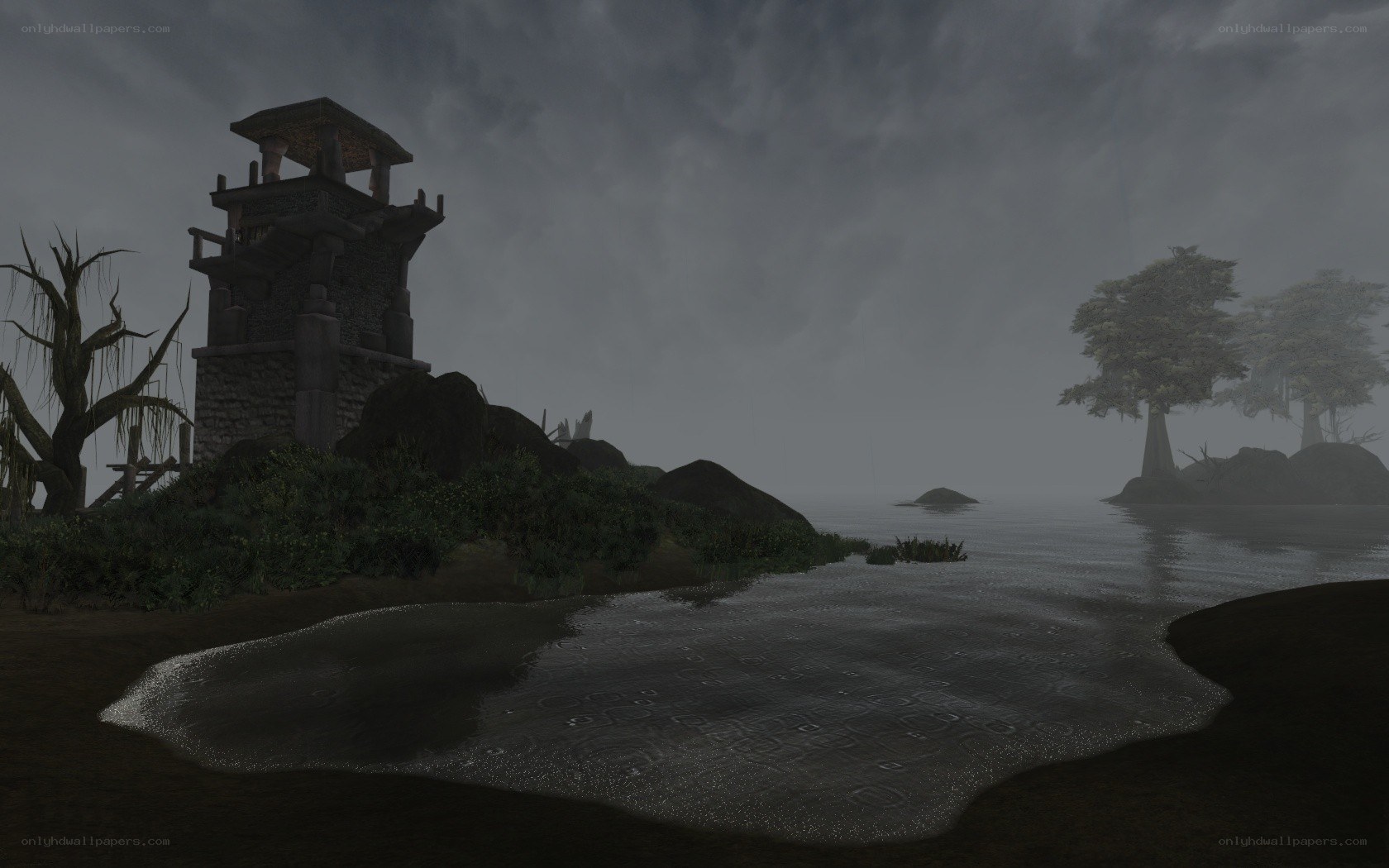 ancient tower by the water