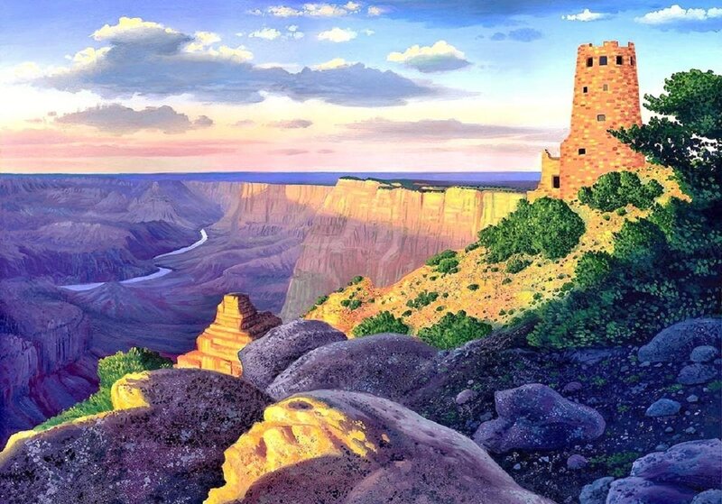 Ancient Tower in Canyon — Blue