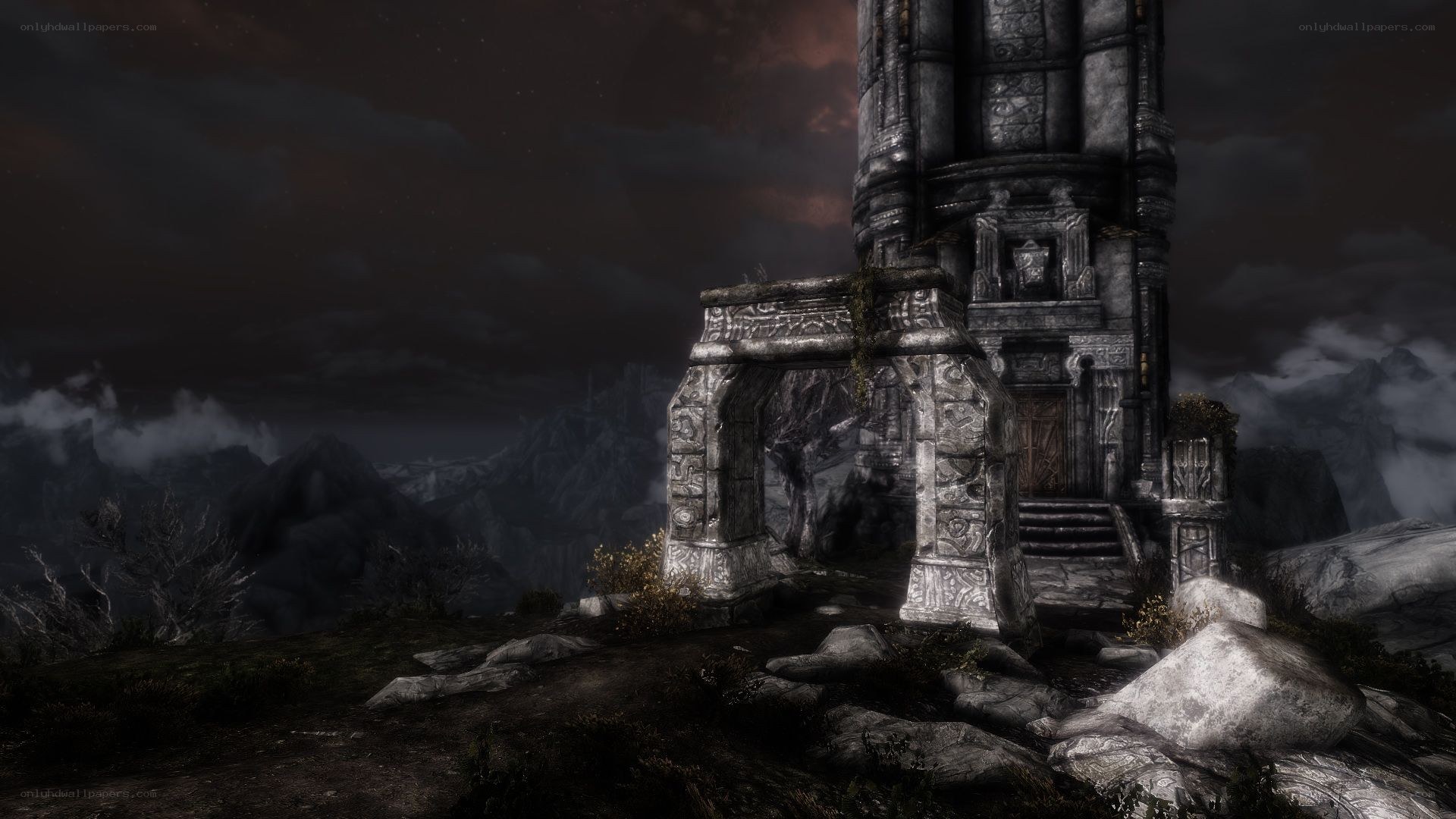 ancient tower in mountain ruins