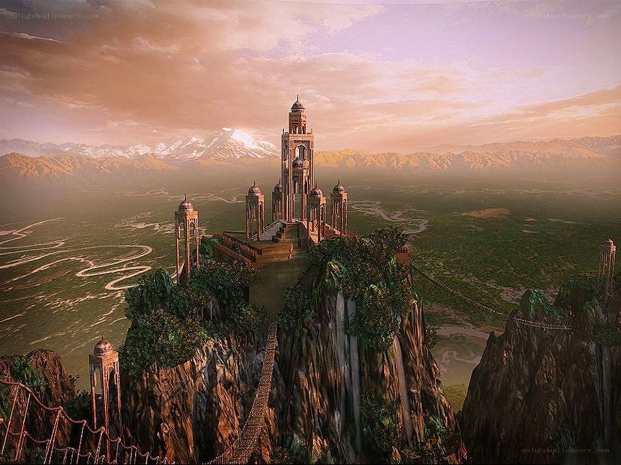ancient tower on a mountain peak