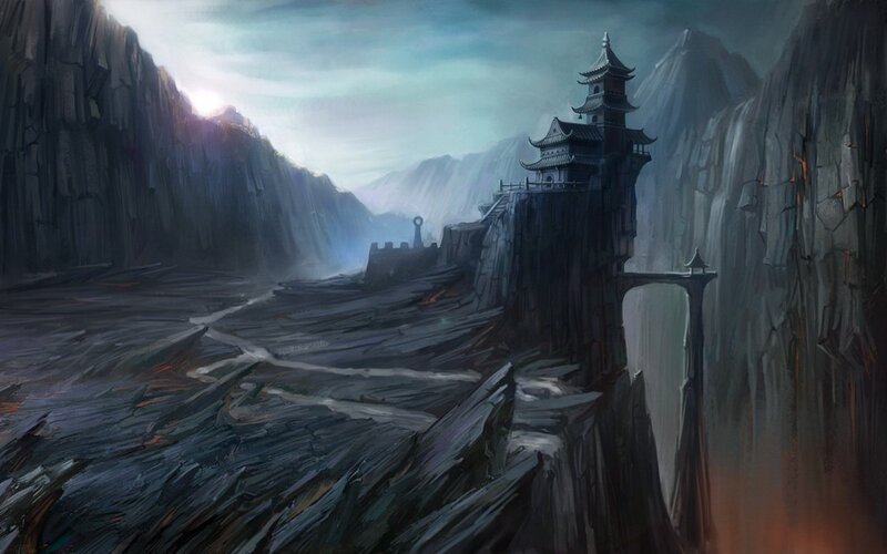 Ancient Tower on Cliff — Gray, Dramatic