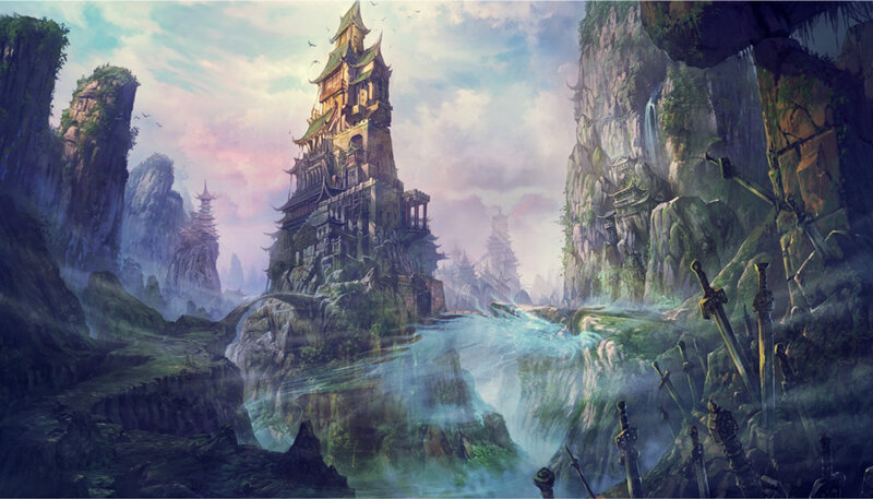 Ancient Tower on Cliff — Green