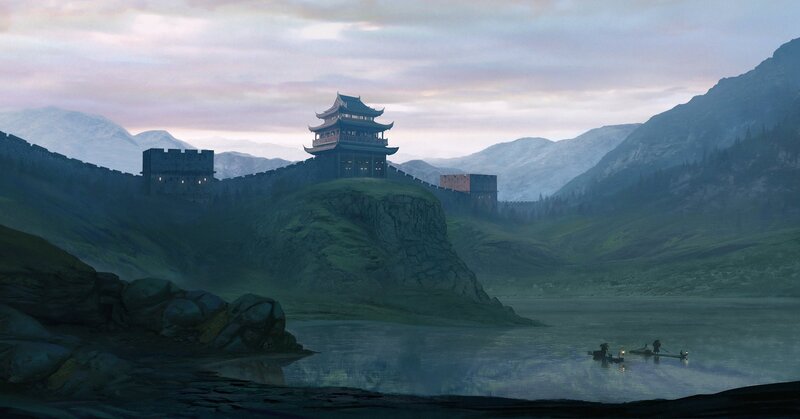 Ancient Tower on Hill — Green