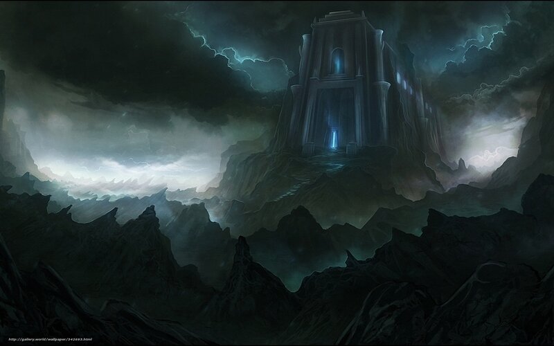 Ancient Tower on Mountain — Dark Green