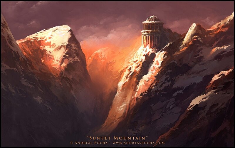 Ancient Tower on Mountain — Orange