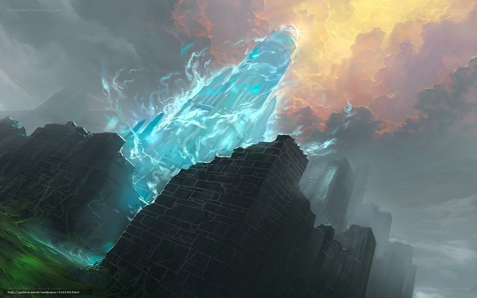 ancient tower rising from ruins