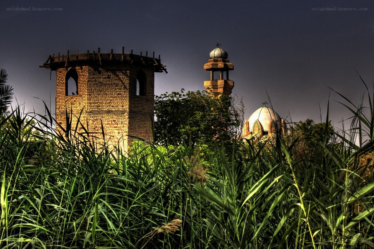Ancient towers and domes at dusk