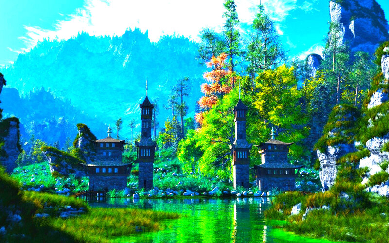 Ancient Towers in Forest