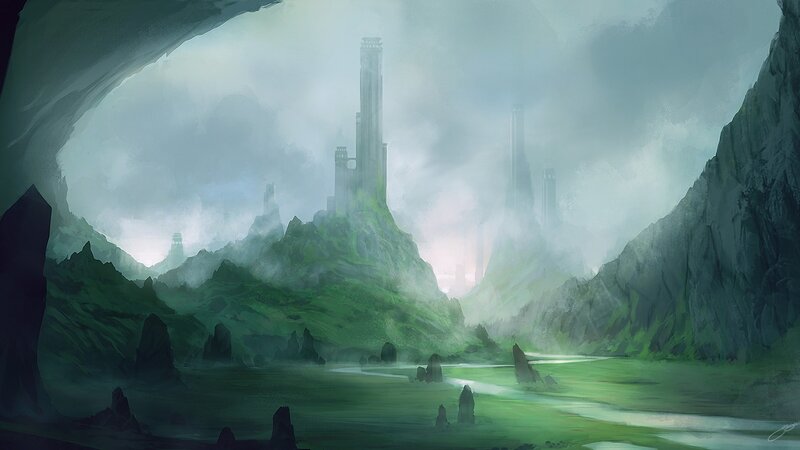 Ancient Towers in Valley — Green