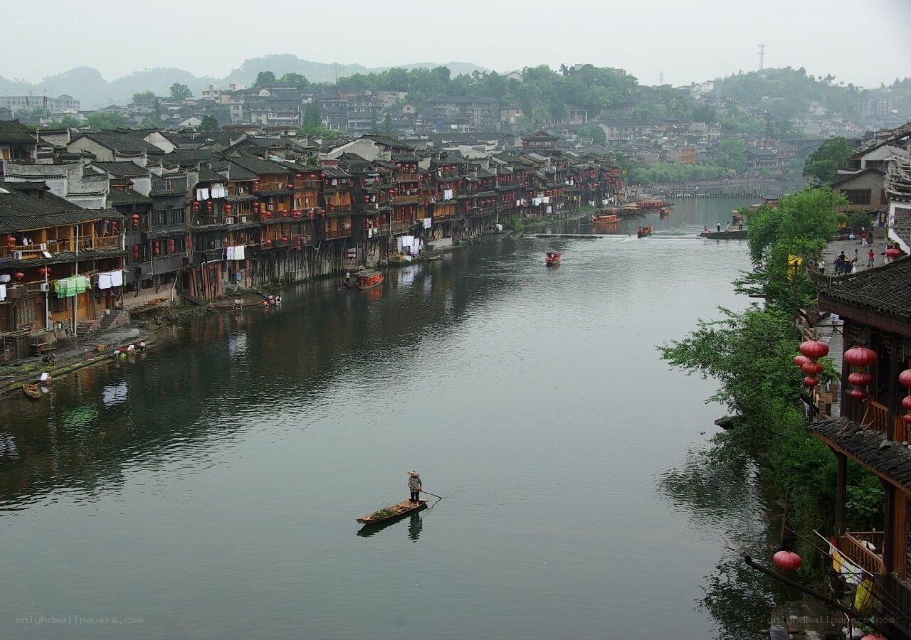 ancient town along a river
