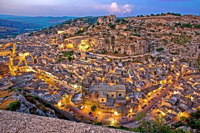 Ancient Town at Dusk — Yellow