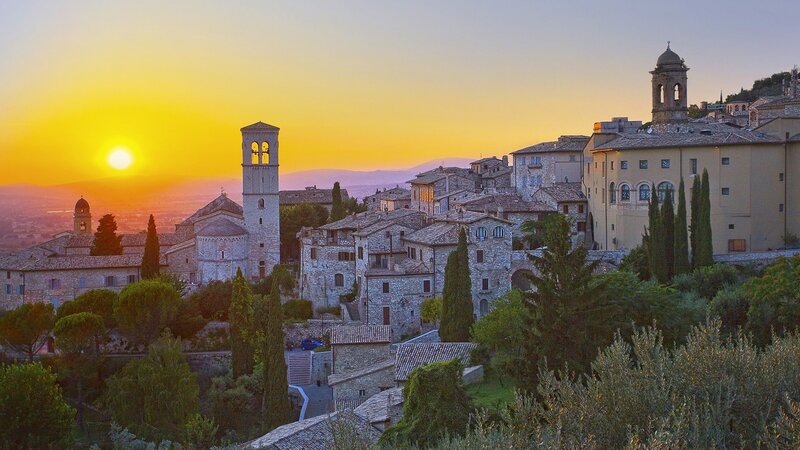 Ancient Town at Sunset — Yellow, Serene