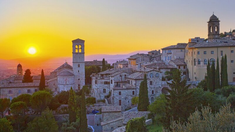 Ancient Town at Sunset — Yellow