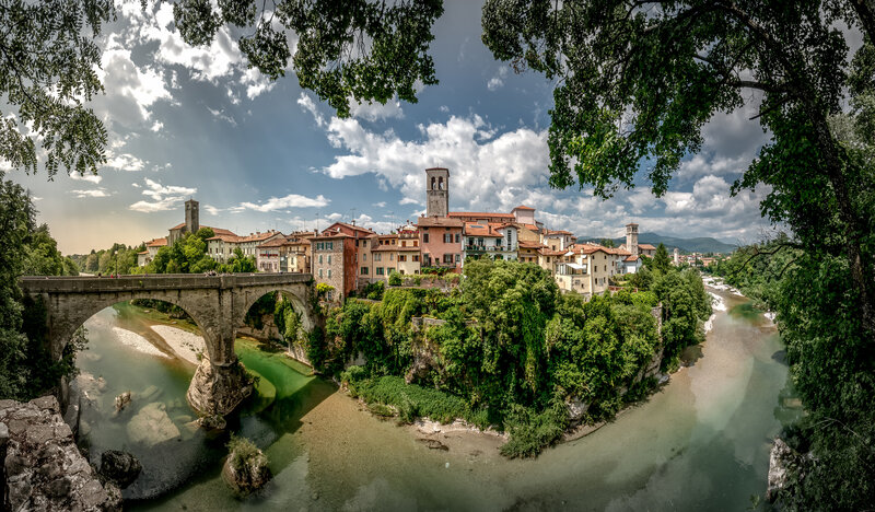 Ancient Town by River — Green, Serene