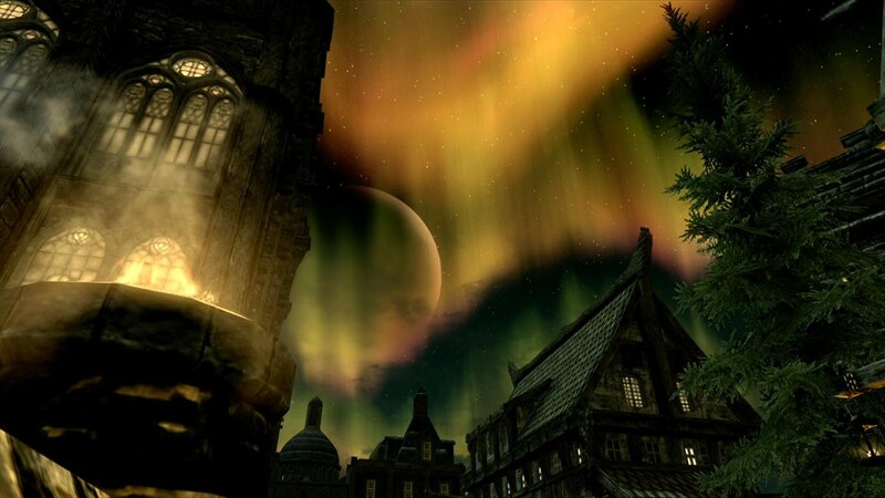 Ancient Town under Aurora