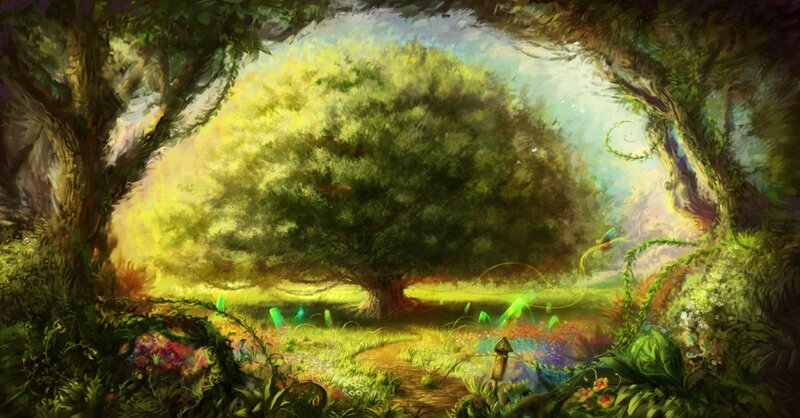Ancient Tree in Forest Clearing