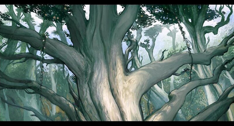 Ancient Tree in Forest — Green