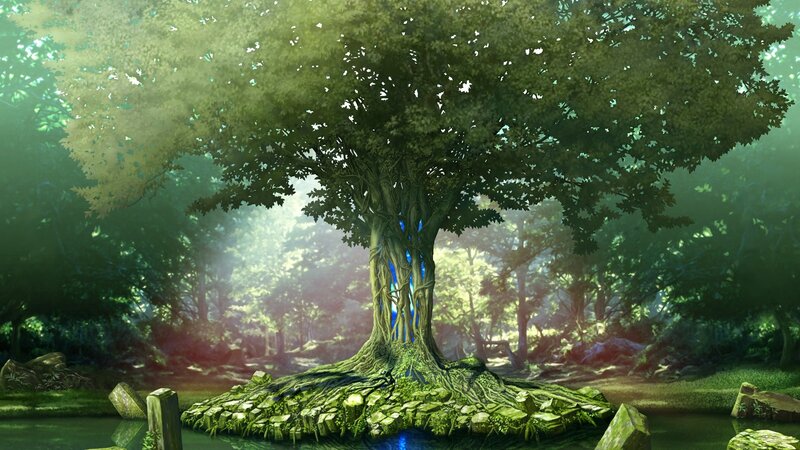 ancient tree in mystical forest