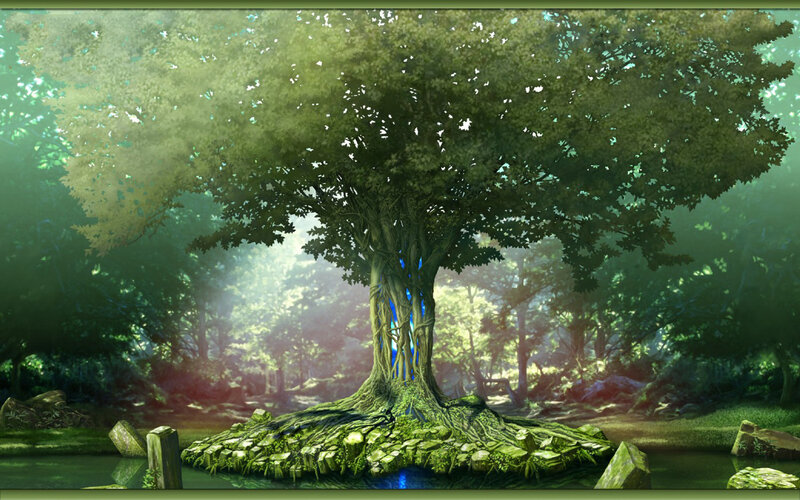 ancient tree in mystical forest