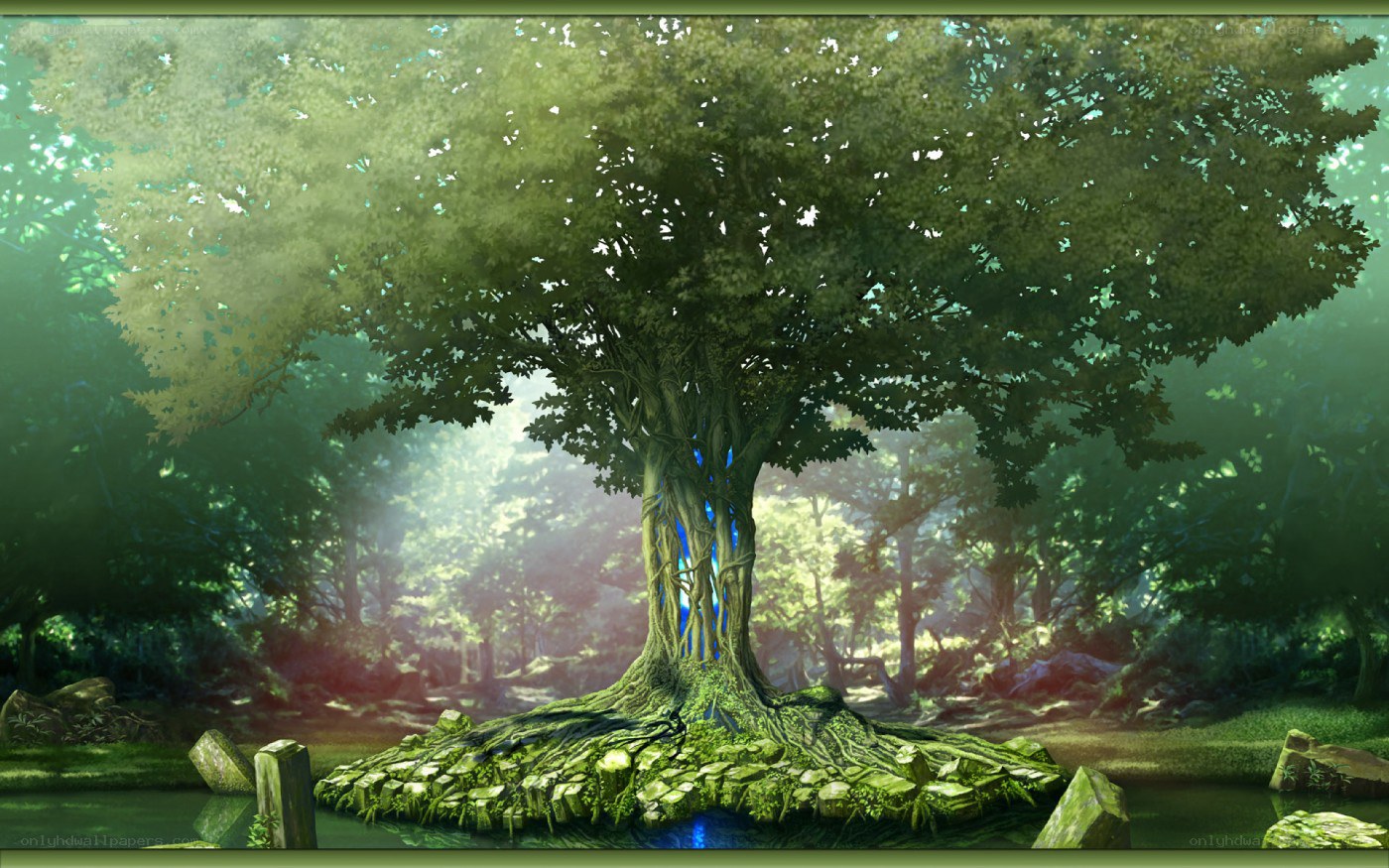 ancient tree in mystical forest