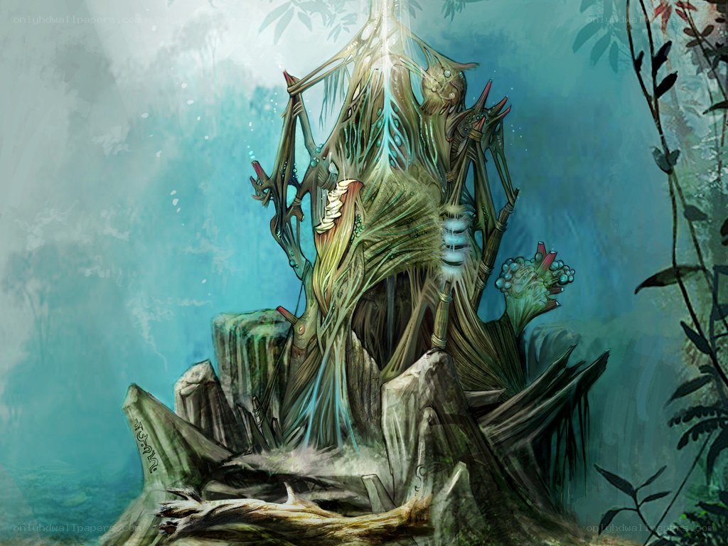 ancient tree spirit in mist
