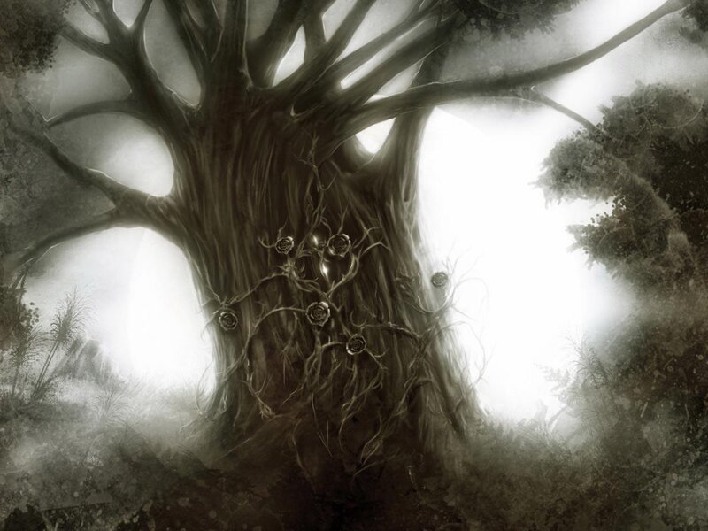 Ancient Tree with Roses