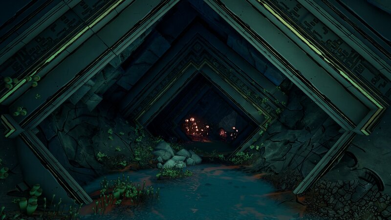 Ancient Tunnel with Glowing Lights
