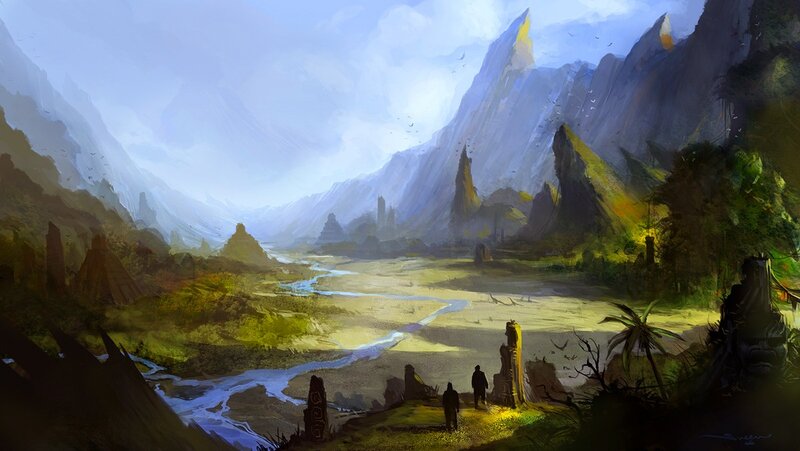 ancient valley with river