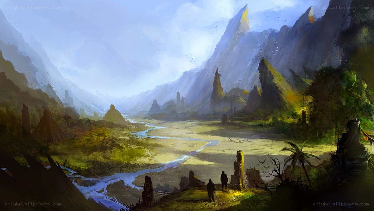 ancient valley with river