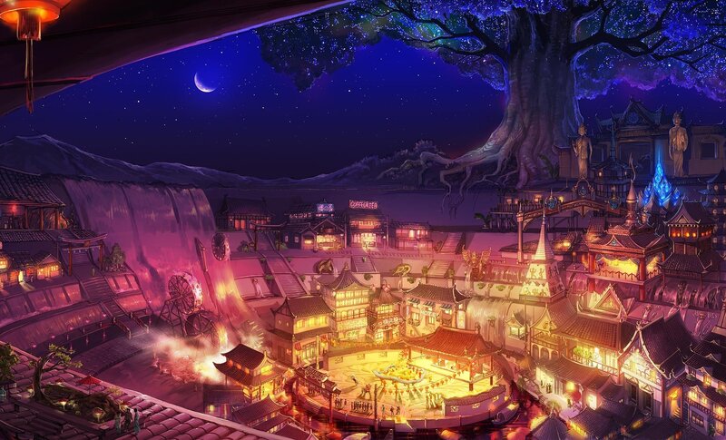 Ancient Village at Night