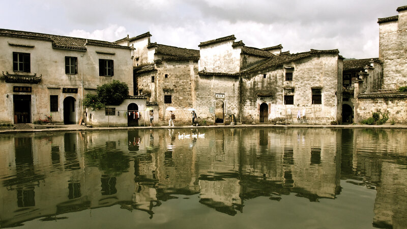 ancient village by the pond