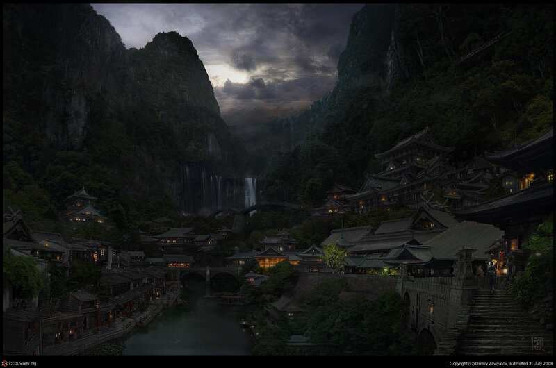 Ancient village in a mountain valley