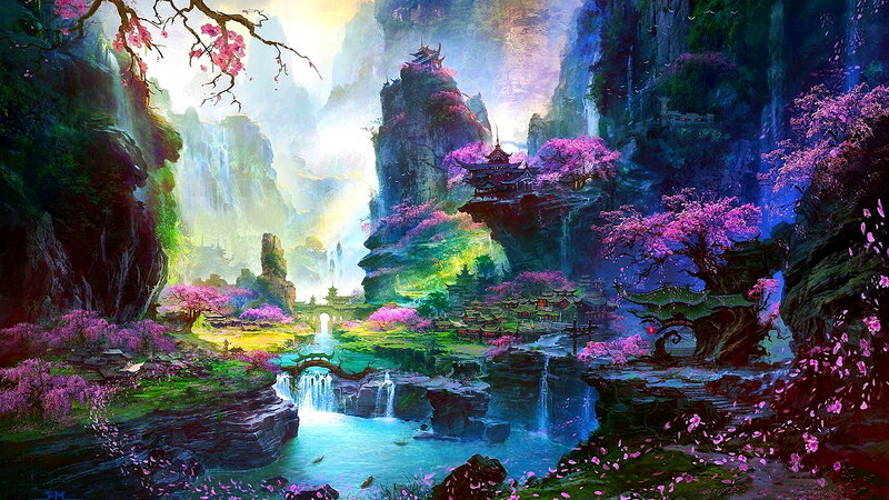 Ancient Village in Canyon — Purple, Serene