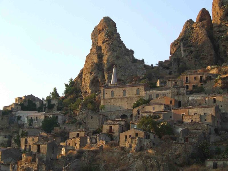 Ancient Village on Cliff — Brown