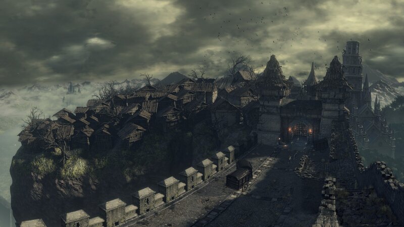 Ancient Village on Cliff — Gray, Dark, Gloomy